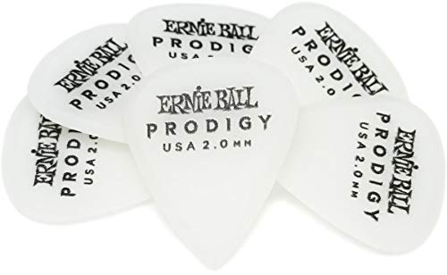 Ernie Ball, Prodigy Standard, Plettri Da 2,0 Mm, Colore Bianco, Confezione Da 6