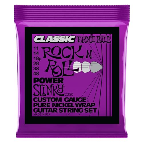 Ernie Ball, Power Slinky Classic Rock N Roll, Corde Per Chitarra Elettrica Avvolte In Puro Nichel, Diametro 11-48