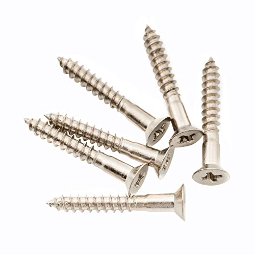 Musiclily Ultra 3,5X25 Mm Acciaio Inox Testa Piatta Viti Per Ponte Chitarra Elettrica E Basso, Nickel (Set Di 6)