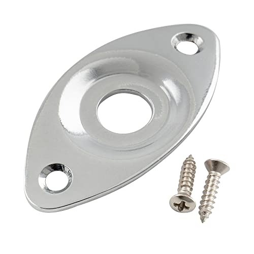 Musiclily Pro Ovale Curvo Copri Presa Jack Occhio Di Gatto Piastra Jack Plate In Acciaio Per Chitarra Elettrica E Basso, Cromato