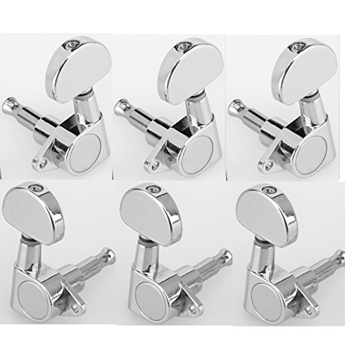 Musiclily L3+R3 Guitar Tuners Mechaniken Tuning Pegs Machine Heads Per Chitarra Elettrica Acustica Tipo Les Paul, Half Moon Button Cromato
