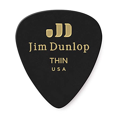 Dunlop Classic, Plettri Per Chitarra In Celluloide, Confezione Da 12 Pezzi Thin Black