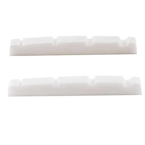 Musiclily Pro Urea Resina Plastica 42.3Mm Capotasto Precision Bass Con Spaziatura Fondo Piatto Nut Per Basso 4 Corde, Bianco(2 Pezzi)
