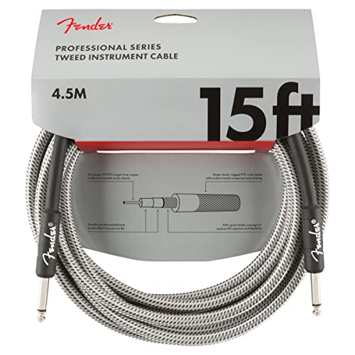 Fender Cavo Per Strumenti Serie Professionale, 15 Piedi, Dritto/Dritto, 4.5M, Tweed Bianco