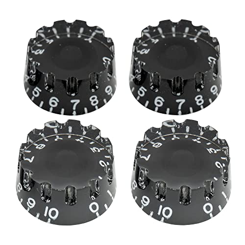 Musiclily Pro Metrica Manopole Cilindriche Knurled Speed Knobs Per Chitarra Elettrica Tipo Les Paul, Nero (Set Di 4)