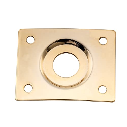 Musiclily Pro 10Mm Curvo Incasso Forma Rettangolare Piastra Ricevi Jack In Acciaio Per Chitarra Elettrica E Basso, Dorato