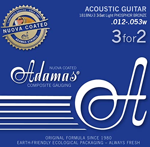 Adamas Corde Per Chitarra Acoustica Set Nuova Phosphor Bronze Coated Set 3 Corde Light .012 1818Nu-3
