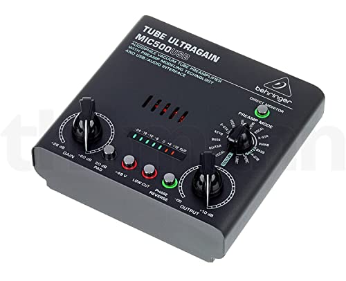 Behringer Mic500-Usb Tube Ultragain Preamplificatore Microfonico Valvolare Limiter 16 Preset Interfaccia Audio Usb