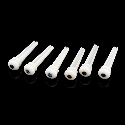 Musiclily Osso Perni Del Ponte Per Chitarra Acustica, Bianco Con 3Mm Green Pearl Shell Dot (6 Pezzi)