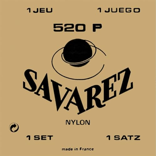 Savarez - 520P Set Con Alti Avvolti In Plastica Chitarra Classica Set Corde Chitarra Classica, Tensione Normale, Corde Acute: Nylon Rett, 2^ E 3^ Cord