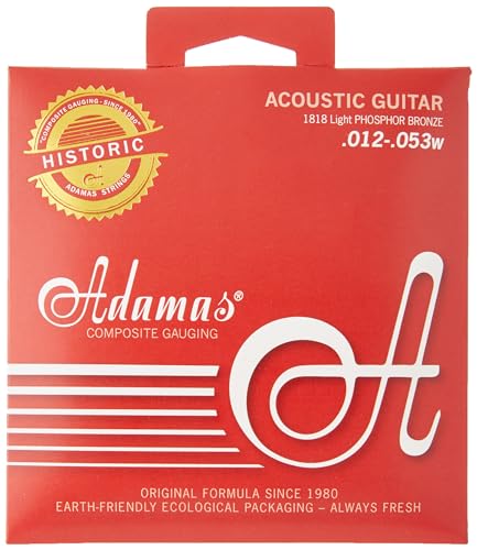 Corda Per Chitarra Acustica Adamas, Riedizione Storica In Bronzo Fosforoso, Con Estremità A Pallina In Ottone Massiccio Light .012-.053