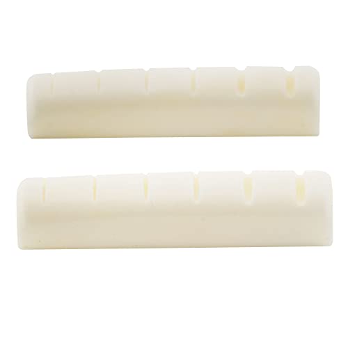 Musiclily Capotasto Osso Scanalato Per Chitarra Acustica 6 Corde,43X6X9/9,3/8,5Mm (2 Pezzi)