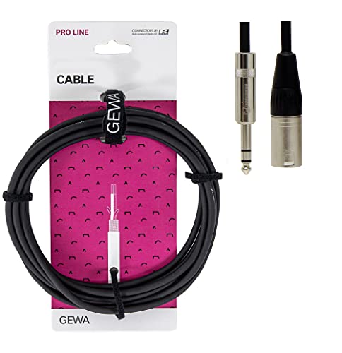 Gewa Connessione Audio Simmetrica Pro Line 3M, Nero, Connettore Rean, 1X Jack Stereo 6,3 Mm - 1X Xlr (M), 190716