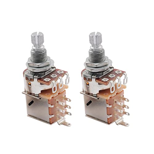 Musiclily Metrico A500K Split Shaft Potenziometro Push-Pull Audio Taper Pots Per Chitarra Elettrica Basso(2 Pezzi)