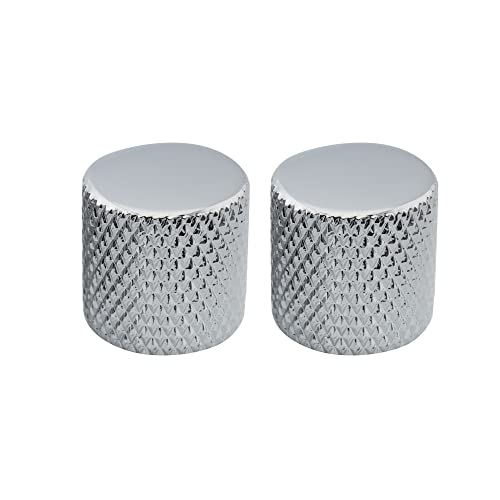 Musiclily Pro Inch Fino 24 Scanalature Push-On Manopole Flat Top Knobs In Acciaio Per Usa Chitarra Elettrica E Basso, Cromato (Set Di 2)
