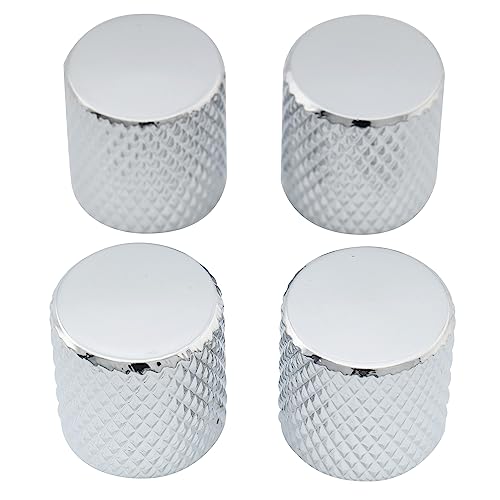 Musiclily Metrica Manopole In Metallo Flat Dome Knobs Per Chitarra Elettrica Tipo Tele O Basso, Cromato (4 Pezzi)