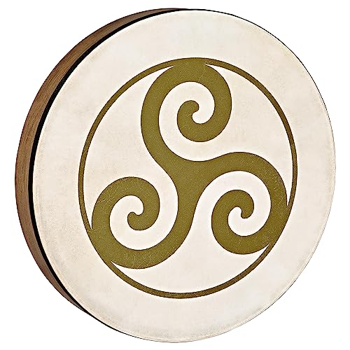 Sonic Energy Hand Drum 16 Pollici – Design Triskele – Tamburo A Cornice Per Meditazione, Viaggi Sonori, Percussioni – Strumento Sciamanico Con Pelle D
