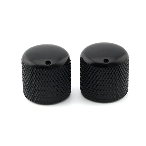 Musiclily Pro Inch Fino 24 Scanalature Push-On Manopole Dome Knobs In Acciaio 18Mm Con Indicatore Per Usa Chitarra Elettrica E Basso, Nero (Set Di 2)