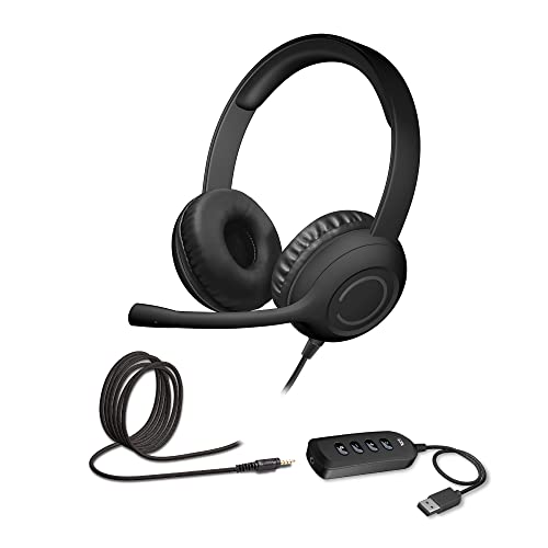 Cyber Acoustics Cuffie Stereo Con Connessione Usb O 3,5 Mm (Ac-5812), Modulo Di Controllo Usb, Braccio Microfono Regolabile Per Pc, Mac O Chromebook