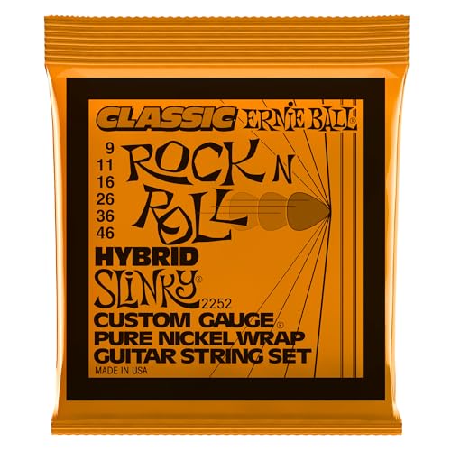 Ernie Ball, Hybrid Slinky Classic Rock N Roll, Corde Per Chitarra Elettrica Avvolte In Puro Nichel, Diametro 9-46