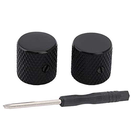 Musiclily Pro 6Mm Top Flat Manopole Cilindriche In Acciaio Barrel Knobs Con Vite Di Fissaggio Per Chitarra Elettrica Tipo Tele/Precision Bass, Nero (S
