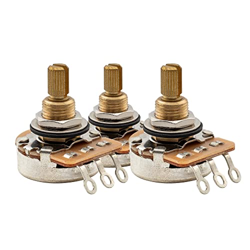 Musiclily Pro A250K Ottone Pollici Fine 24 Scanalature Potenziometro Split Shaft Audio Per Usa Chitarra Elettrica E Basso (Set Di 3)