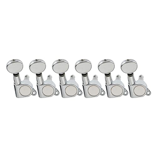 Musiclily Pro 6 In Linea Guitar Tuners Meccaniche Tuning Pegs Machine Heads Per Chitarra Elettrica Fender Stratocaster Telecaster, Kidney Button Croma