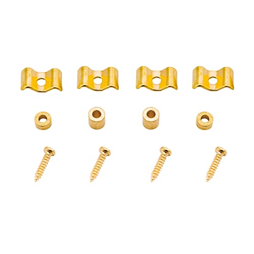 Musiclily Metallo Vintage Chitarra Abbassacorde String Guides Trees Per Chitarra Elettrica Tipo Strato Strato Squier, Dorato (2 Pezzi)
