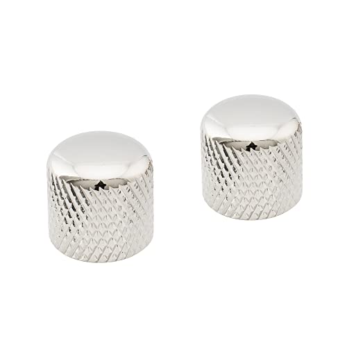 Musiclily Pro Metrica Manopole Cilindriche In Acciaio Dome Knobs Per Import Fender Telecaster Chitarra Elettrica/Precision Bass, Nickel (Set Di 2)