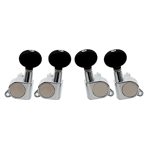 Musiclily 2+2 Meccaniche Per Ukulele, Cromo Con Pulsante Nero