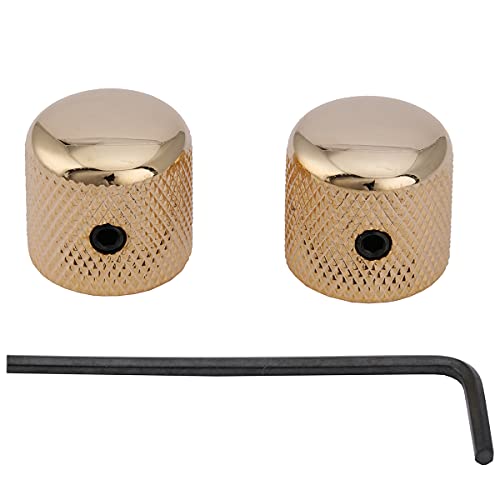Musiclily Pro 6Mm Manopole Cilindriche In Acciaio Dome Knobs Con Vite Di Fissaggio Per Chitarra Elettrica Tipo Tele/Precision Bass, Dorato(Set Di 2)