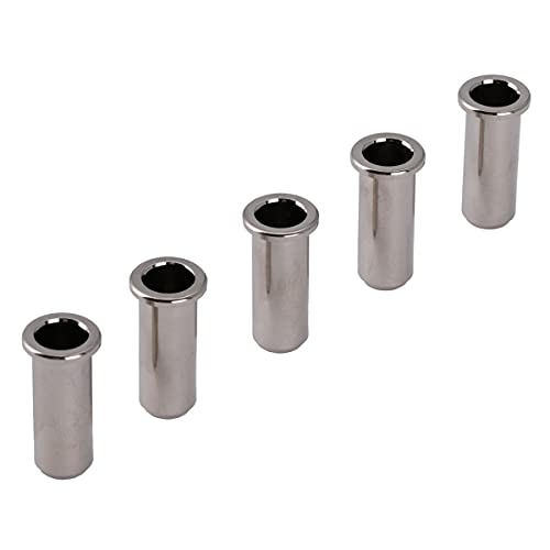 Musiclily Pro 25,5Mm Boccole Passacorde In Ottone String Ferrules A Tazza Per Ponte Da Basso Elettrico Jazz Bass/Precision Bass, Nickel (Set Di 5)
