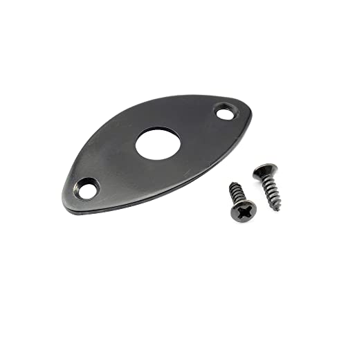 Musiclily Pro Ovale Curvo Piastra Jack Plate In Acciaio Per Chitarra Elettrica E Basso, Nero