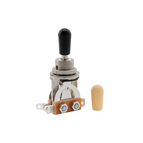 Musiclily Metrico Chitarra 3 Way Toggle Switch Selettore Pickup 3 Posizioni Per Chitarra Elettrica Epiphone Les Paul,Cromato Pomello Nero