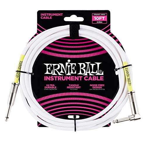 Ernie Ball, Cavo Per Strumenti, Dritto/Angolato, 3,05 M, Bianco