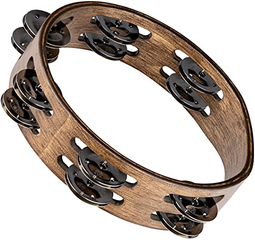 Meinl Percussion Cta2Wb, Tamburello In Legno, Con Sonagli In Acciaio Inox, Su 2 File, Diametro 20.3 Cm, 8'', Marrone Noce