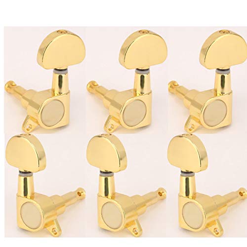 Musiclily 3L+3R Guitar Tuners Meccaniche Tuning Pegs Machine Heads Per Chitarra Elettrica Acustica Epiphone Les Paul,Half Moon Button Dorato