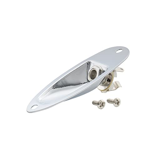 Musiclily 6,35Mm Forma Ella Barca Presa Jack Jack Socket Plate Per Chitarra Elettrica Tipo Fender Stratocaster, Cromato