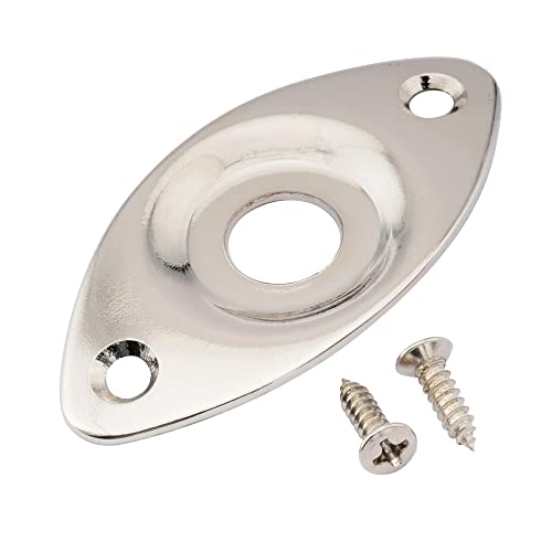 Musiclily Pro Dented Ovale Curvo Piastra Jack In Acciaio Per Chitarra Elettrica E Basso, Nickel