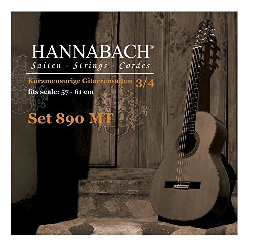Hannabach 653089 Set Corde Per Chitarra Classica Serie 890Mt, Chitarra Ridotta 3/4, Misura 57-61Cm