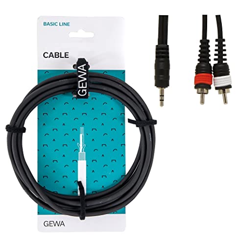 Gewa Cavo A Y Basic Line 1,5 M, Nero, 1X Jack Stereo 3,5 Mm - 2X Cinch, 190160