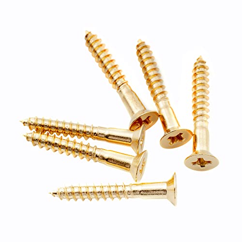 Musiclily Ultra 3,5X25 Mm Acciaio Inox Testa Piatta Viti Per Ponte Chitarra Elettrica E Basso, Dorato (Set Di 6)