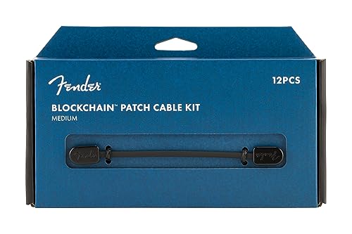 Fender® »Blockchain™ Patch Cable Kit - Medium Pack« Patch Cavo | Set Di 12 Pezzi | 4X10Cm/6X15Cm/1X20Cm/1X60Cm | Jack Angolata | Colore: Nero