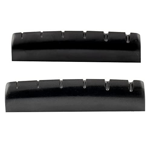 Musiclily Pro Urea Resina Plastica 43Mm Capotasto Tipo Lp Con Spaziatura Fondo Piatto Nut Per Les Paul O Chitarra Acustica 6 Corde, Nero(2 Pezzi)
