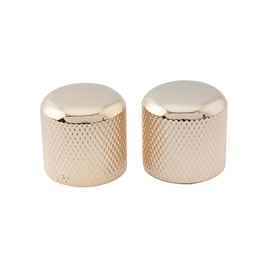 Musiclily Pro Inch Fino 24 Scanalature Push-On Manopole Dome Knobs In Acciaio 19Mm Per Usa Chitarra Elettrica E Basso, Dorato (Set Di 2)