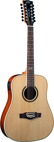Eko Guitars - Nxt D100E Xii Natural, Chitarra Acustica 12 Corde, Top In Abete, Fasce Fondo E Manico In Mogano, Tastiera In South American Roupanà, Col