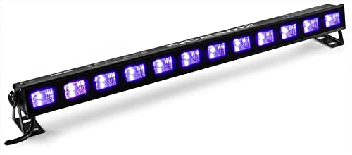 Beamz Buvw123 Led Bar - Striscia Led Con Luce Nera/Bianco Caldo, 40 W, 12 X Led 2In1 Da 3W Uv/Ww, Plug & Play, Riflettori Parabolici, Senza Ventola E