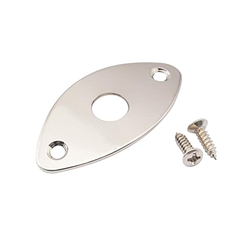 Musiclily Pro Ovale Curvo Piastra Jack In Acciaio Per Chitarra Elettrica E Basso, Nickel
