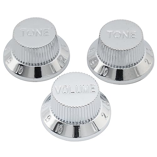 Musiclily Metrica Manopole Strato In Plastica 1 Volume 2 Tono Knobs Per Chitarra Elettrica Import Strat Squier, Cromato (Set Di 3)