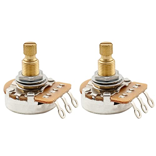 Musiclily Pro Hd B500K Ottone Metrica Grosso 18 Scanalature Potenziometro Linear Split Short Shaft Per Chitarra Elettrica E Basso(Set Di 2)